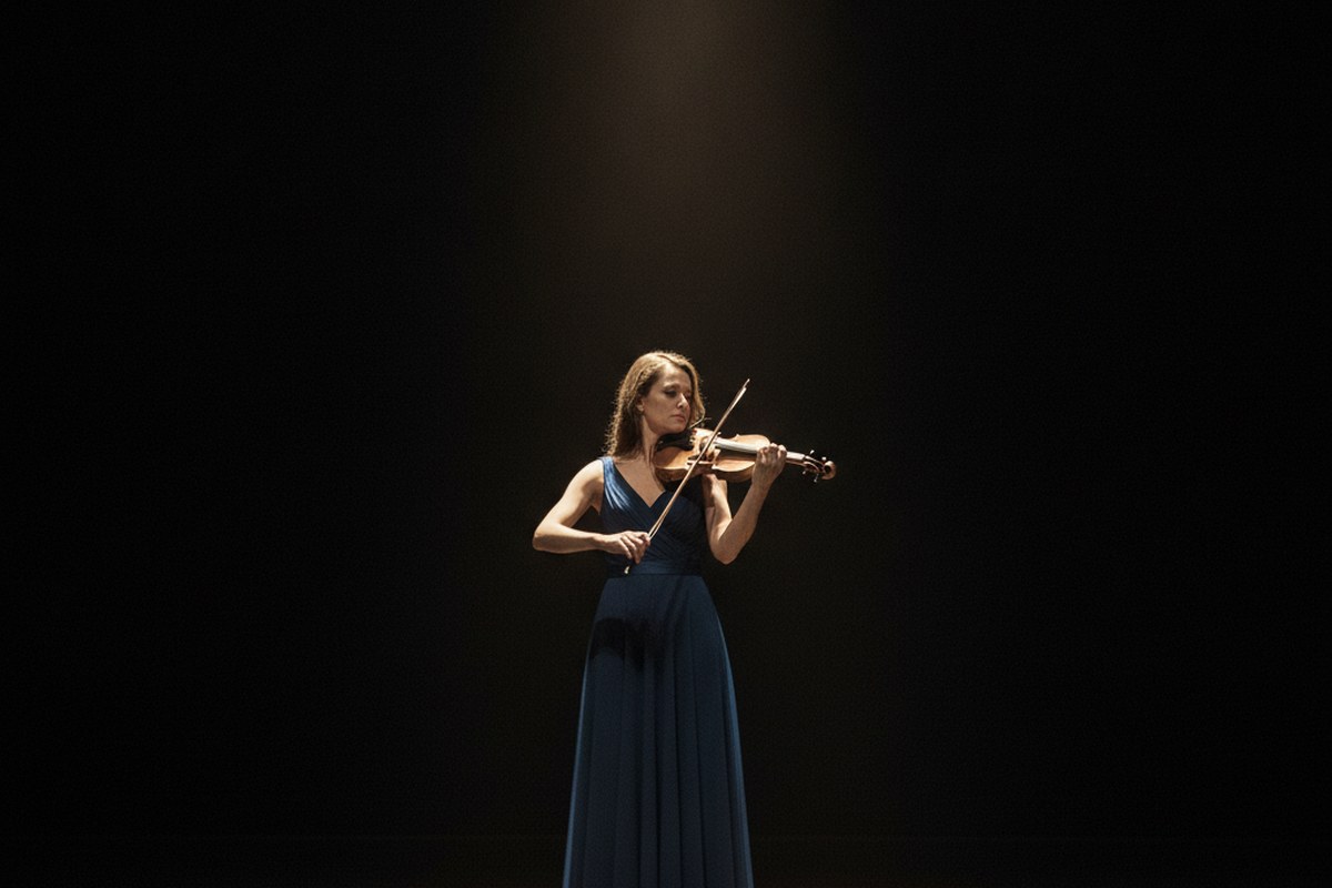 Violinist performing on stage